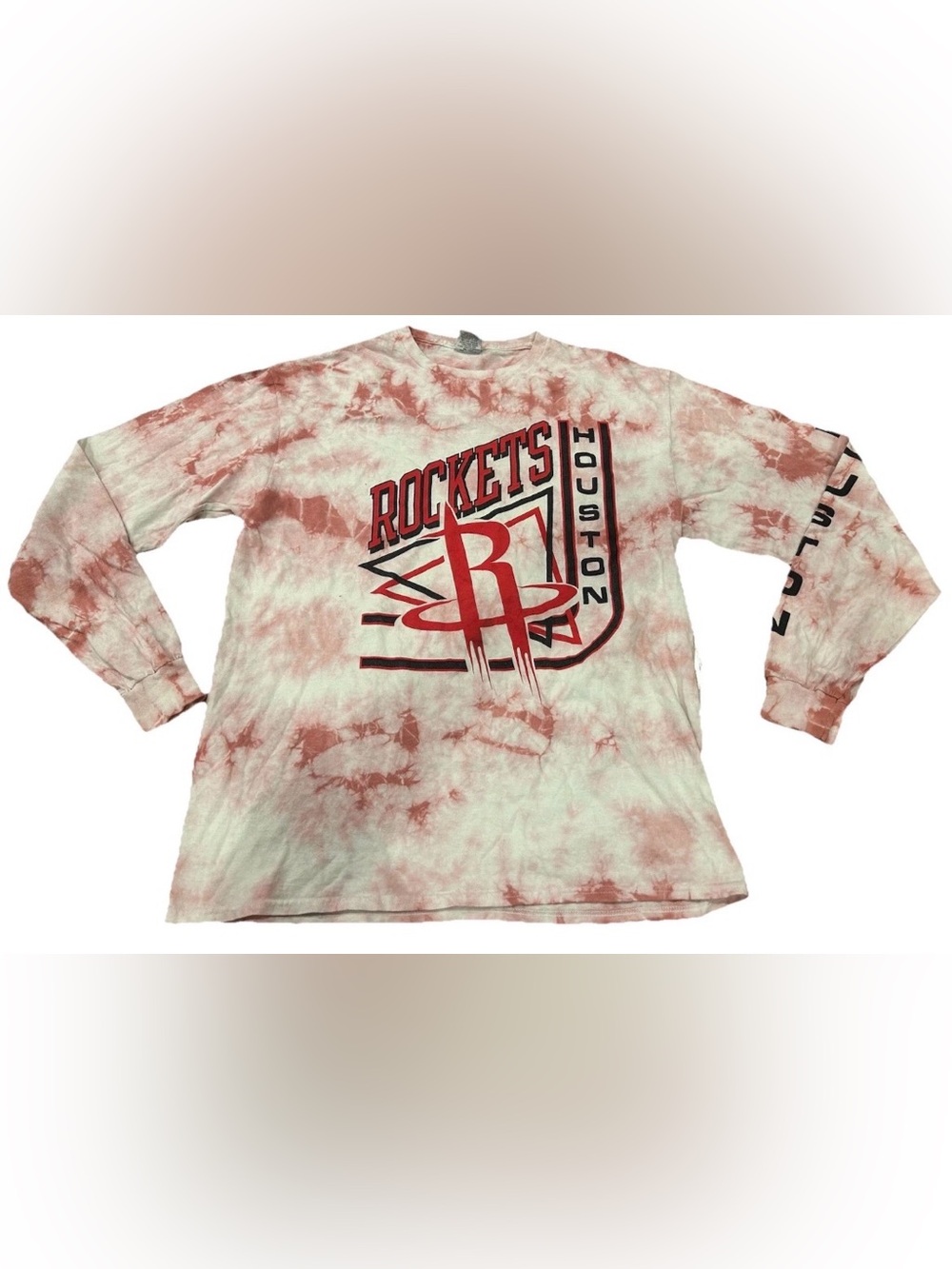 Junk Food Houston Rockets Long‎ Sleeve T-Shirt Men's Medium Red White Tie Dye